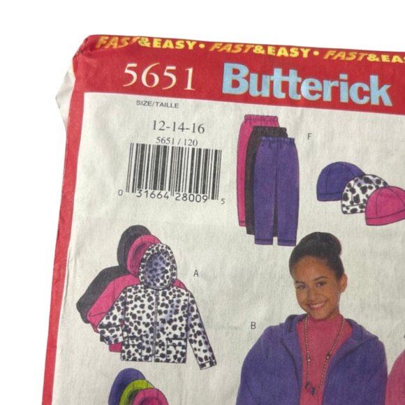 BUTTERICK | Vintage 1998 Girl's Winter DIY Sewing Pattern | Size 12-14-16 - Picture 2 of 6